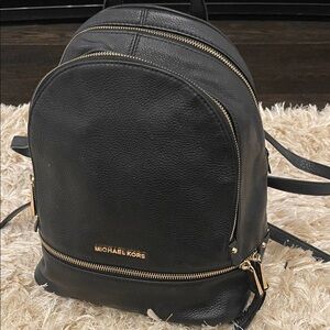 Michael Kors Black Pebbled Leather Backpack
